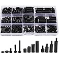 Jucoan 380PCS M3 Male Female Nylon Hex Spacer Standoffs Screws Nuts Assortment Kit Threaded Pillar PCB Motherboard (Black)