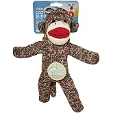 Vibrant Life Playful Buddy Sock Monkey Squeaky Dog Toy for Small to Medium Size Dogs, Colors May Vary, Washable