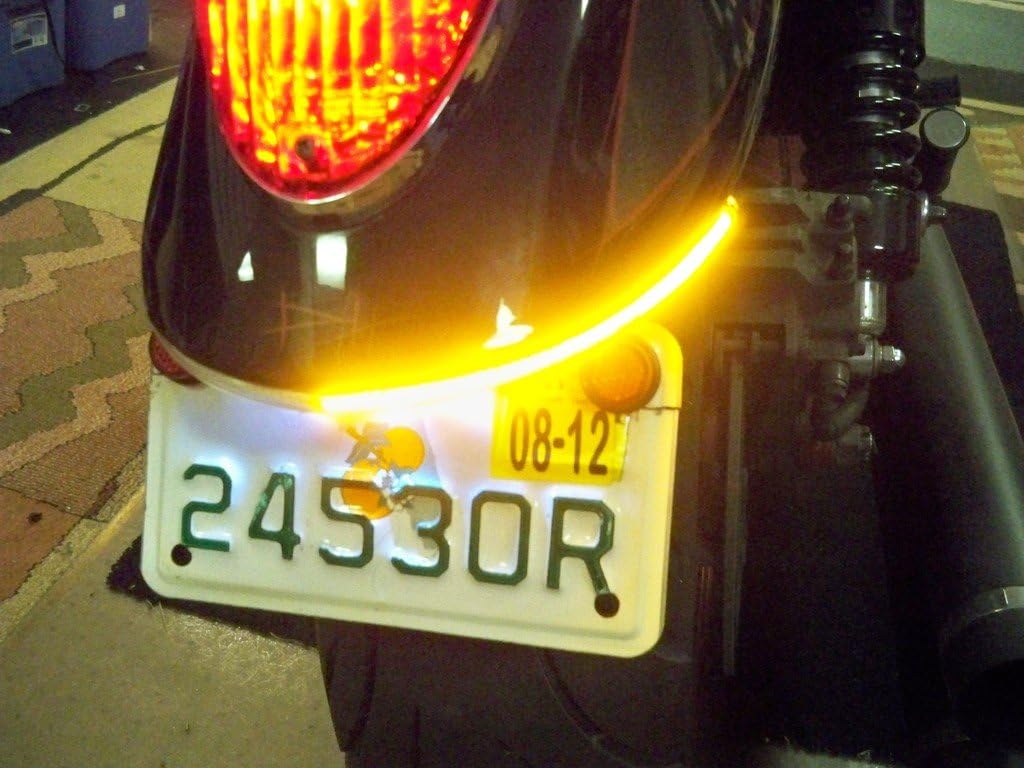 Kawasaki Vulcan Mean Streak Fender Eliminator LED Turn Signal Kit with Tag Light and Bracket - Red Turns with Clear Lens