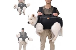 Terapaton Dog Lift Harness Backpack Carrier for Large Dogs, Full Body Sling with Handle, Dog Harness for Joint Injuries, Arthritis, Ideal for Stairs, Elderly Dogs (Black XX-Large 50-66 LBS)
