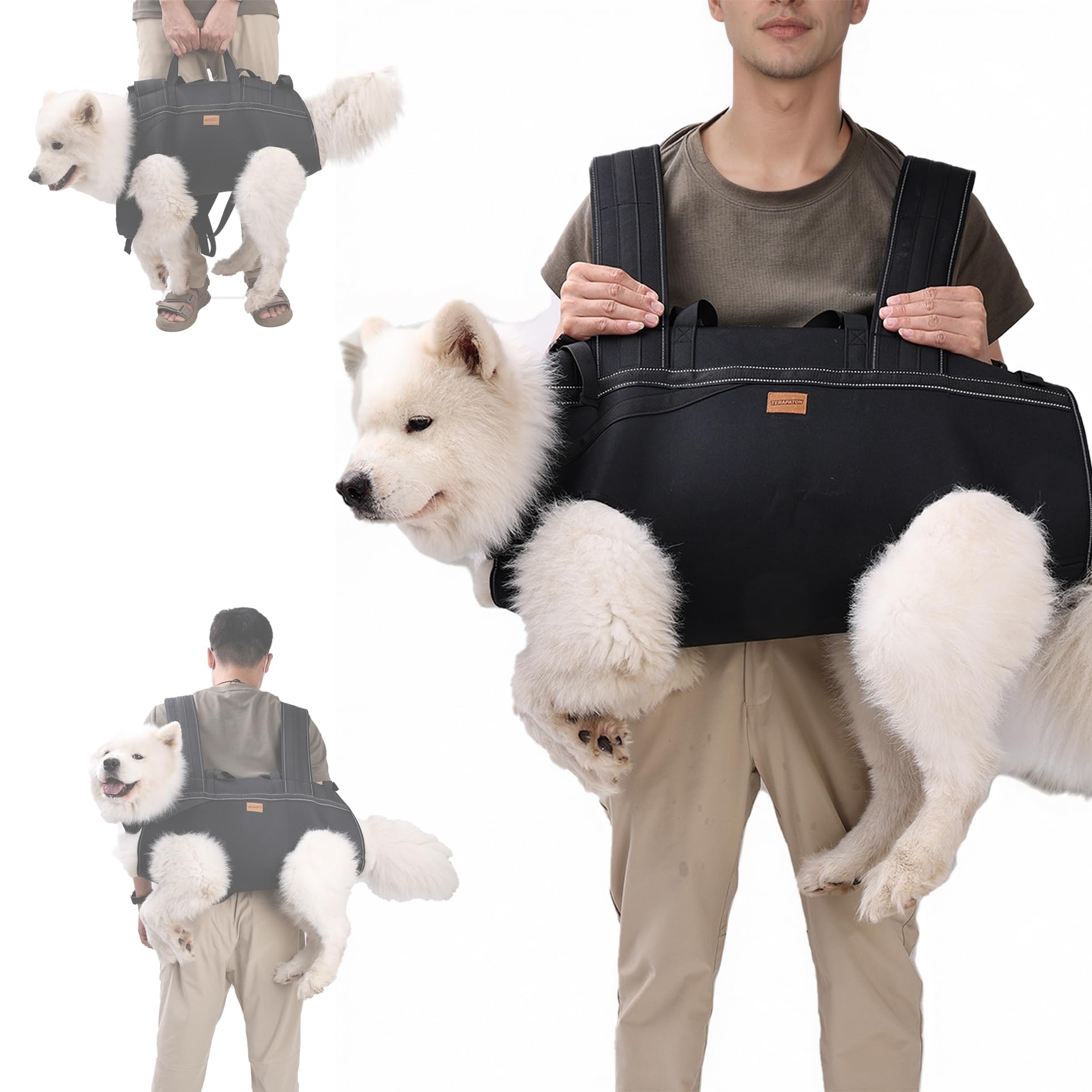 Photo 1 of Dog Lift Harness Backpack Carrier for Large Dogs, Full Body Sling with Handle, Dog Harness for Joint Injuries, Arthritis, Ideal for Stairs, Elderly Dogs (Black XX-Large 50-66 LBS)