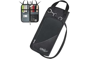 SNIGJAT Drumstick Bag with Crossbody Shoulder Strap, Drum Stick Bag with Large Capacity Anti-falling Pockets, Gifts for Drummers, Beginners in Band, Gig, Solid Drum Sticks Case w/Metal Hooks