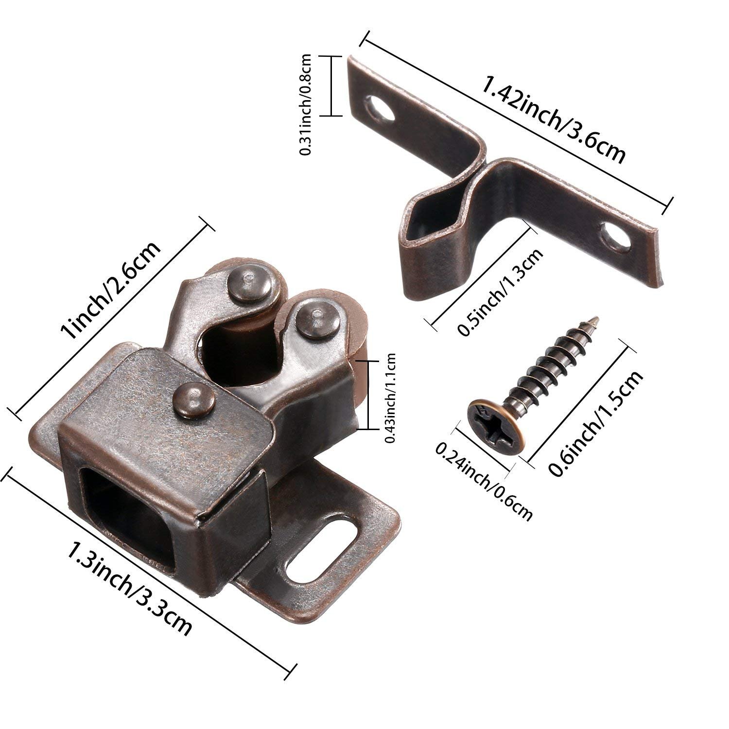 Chiusure A Doppio Rullo Per Armadi - 10 Pezzi, Antirumore, Con Molla Di Sicurezza, Colore Bronzo