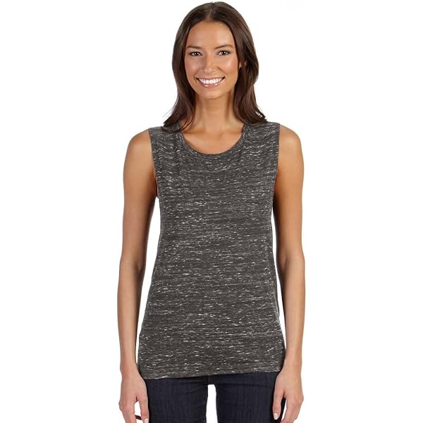 Bella + Canvas Flowy Scoop Muscle Tank - Black Marble, Size Small