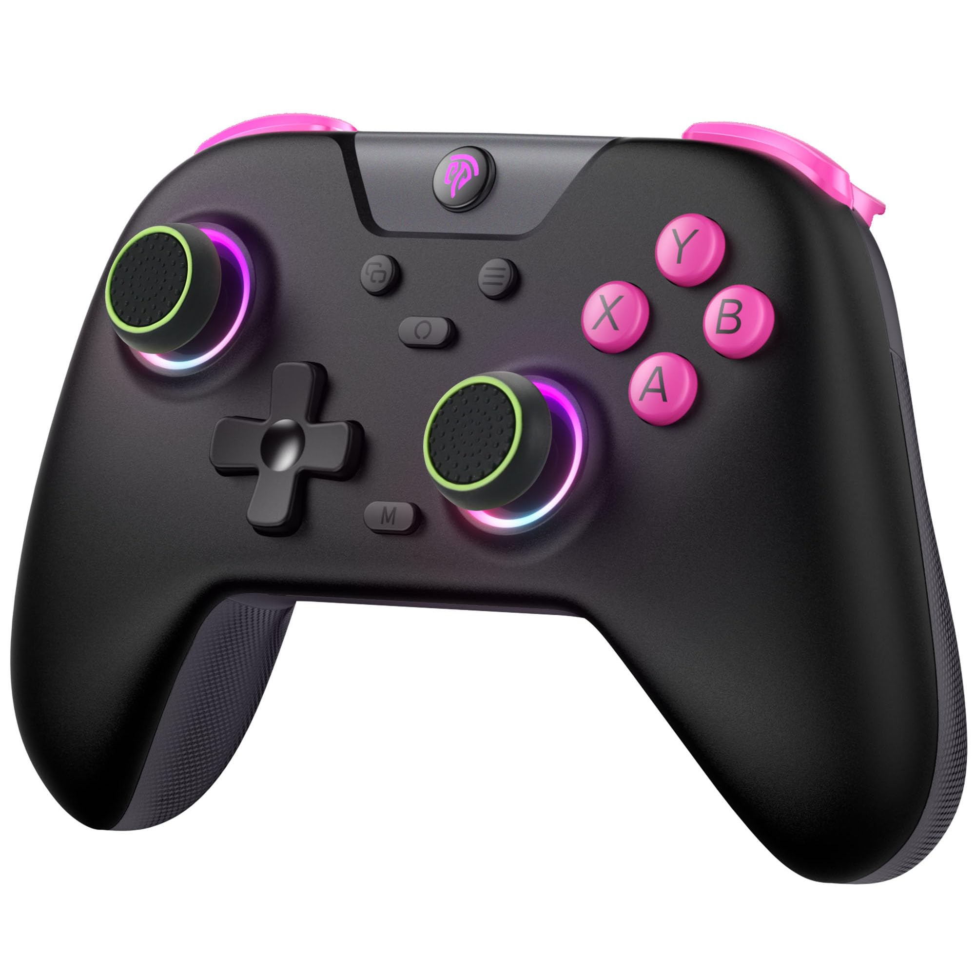 EasySMX X05 Pro Wireless PC Controller with Dual-Stage Vibration Triggers, 2 Programmable Buttons, Hall Joysticks, 1200mAh Battery, 1000Hz Polling Rate Gaming Controller for PC/Switch/Android/iOS with Silent Buttons (Black Rose Red)