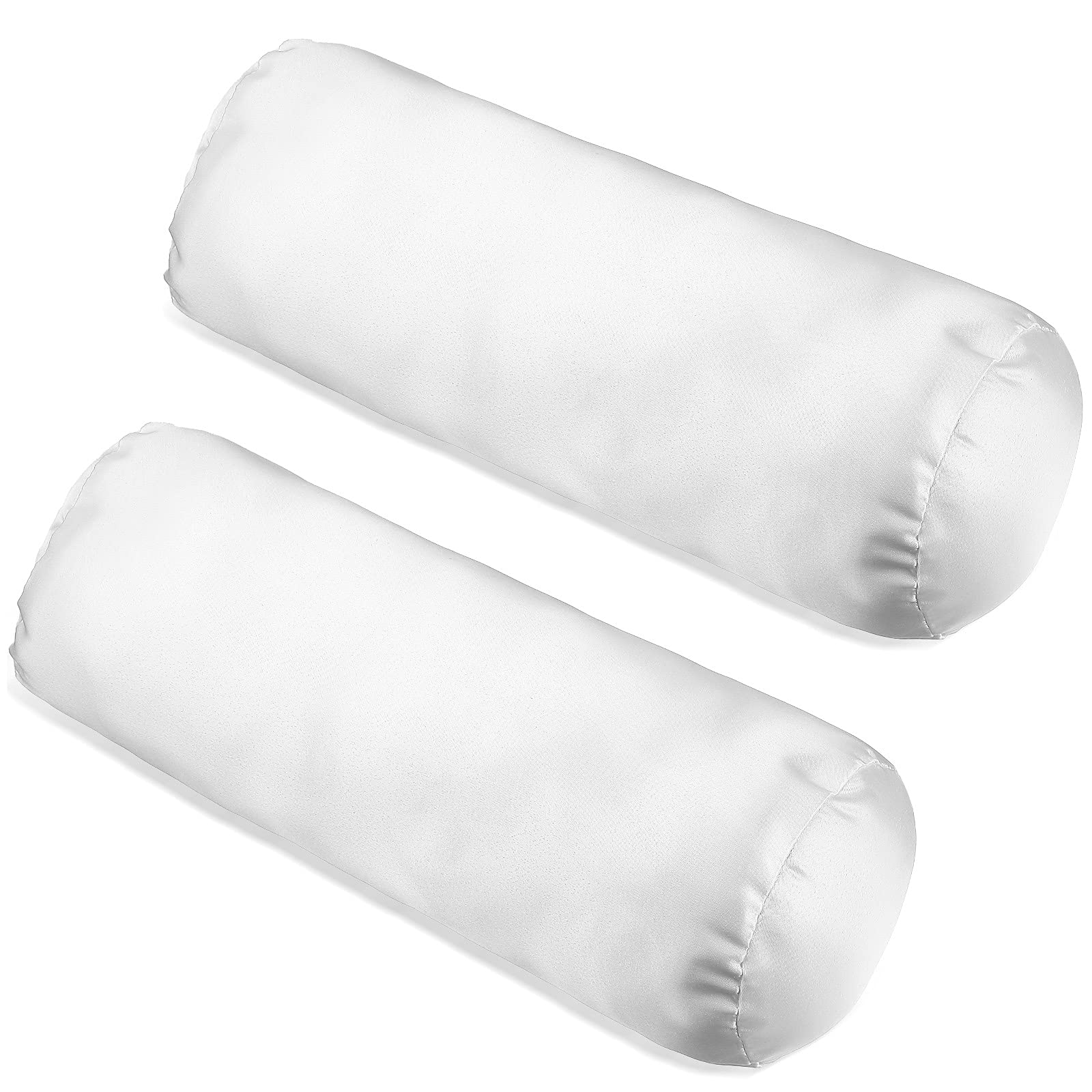 Tatuo 2 Piece White Cervical Round Pillow Cover Neck Roll Pillow Cover for Neck Roll Pillow Cervical Neck Roll Memory Pillow Cylinder Round Cushion