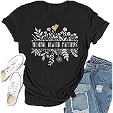 Qskall Mental Health Matters Shirt for Women Be Kind Tshirts Therapist Tee Top