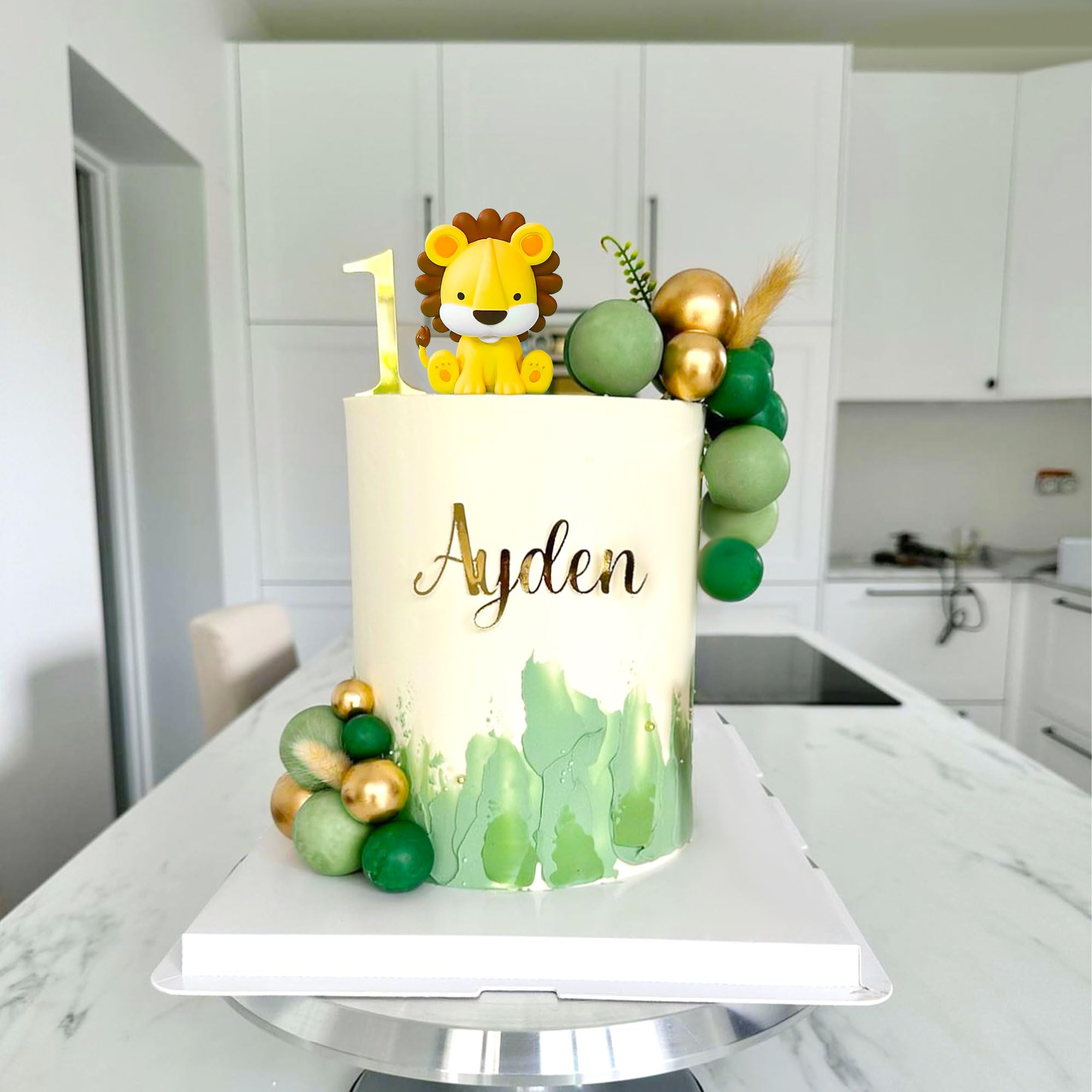 JeVenis Löwe Tortenaufleger Safari Tier Tortenaufleger Löwe Geburtstag Dekorationen Wild One Kuchendekoration Safari Kuchendekorationen 7