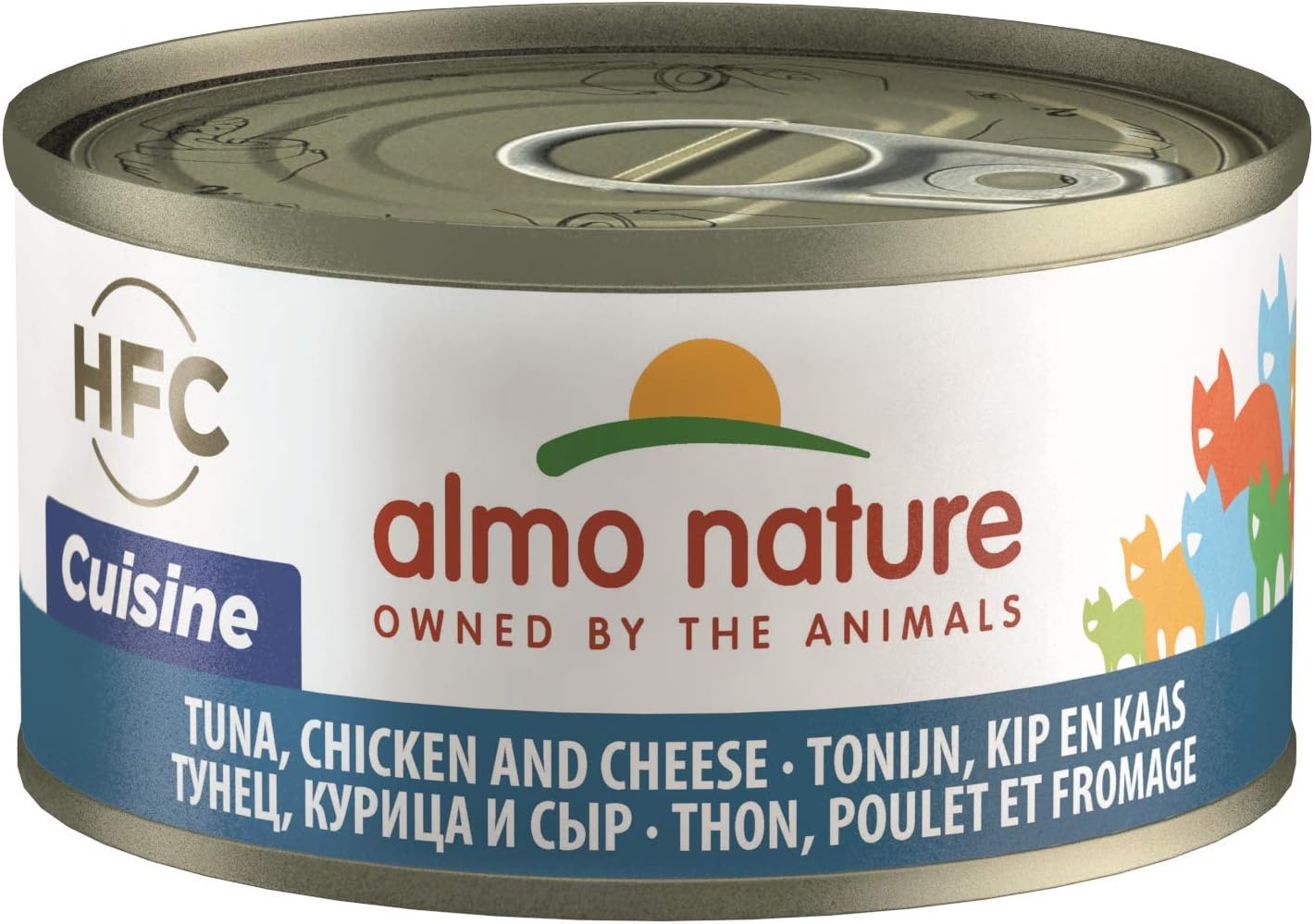 almo nature HFC Natural, Wet Cat Food for Cats, Tuna, Chicken and Cheese, Gluten-Free, Grain-Free, Human-Grade, Monoproteic