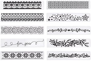 QSZKEER 10Pcs Edge Border Plastic Embossing Folder Leaf Star DIY Craft Template Molds Stamp Stencils Scrapbook Paper Cards Photo Album Making Tools Embossing Folders Handmade Art Craft Decorating Mold