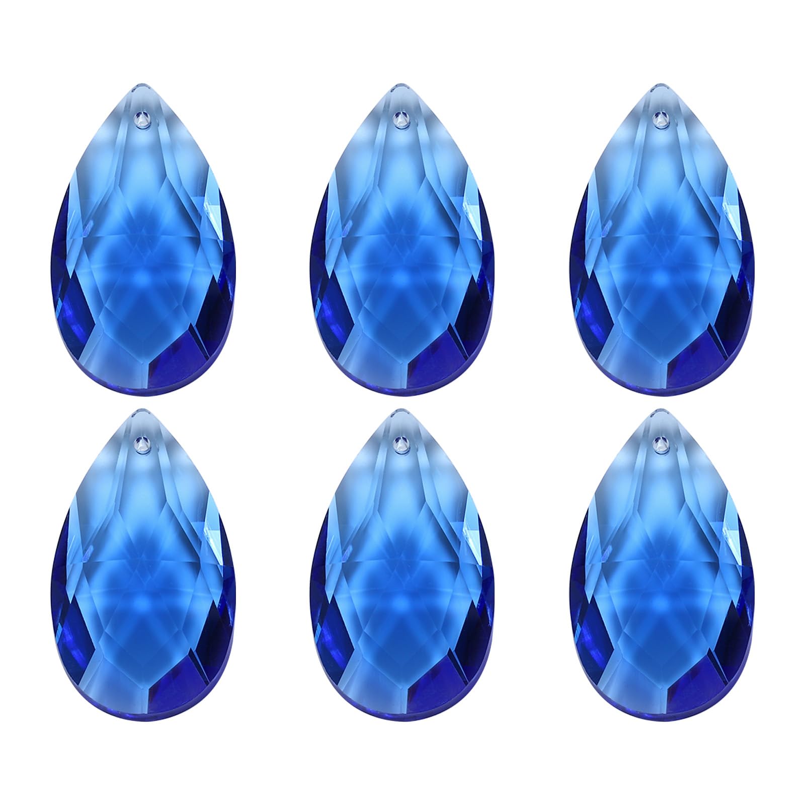PATIKIL K9 Crystal Pendants Teardrop Beads, 6 Pack 38mm Chandelier Prisms Parts Hanging Beads DIY Lamp for Arts Crafts Decoration, Blue — image 1