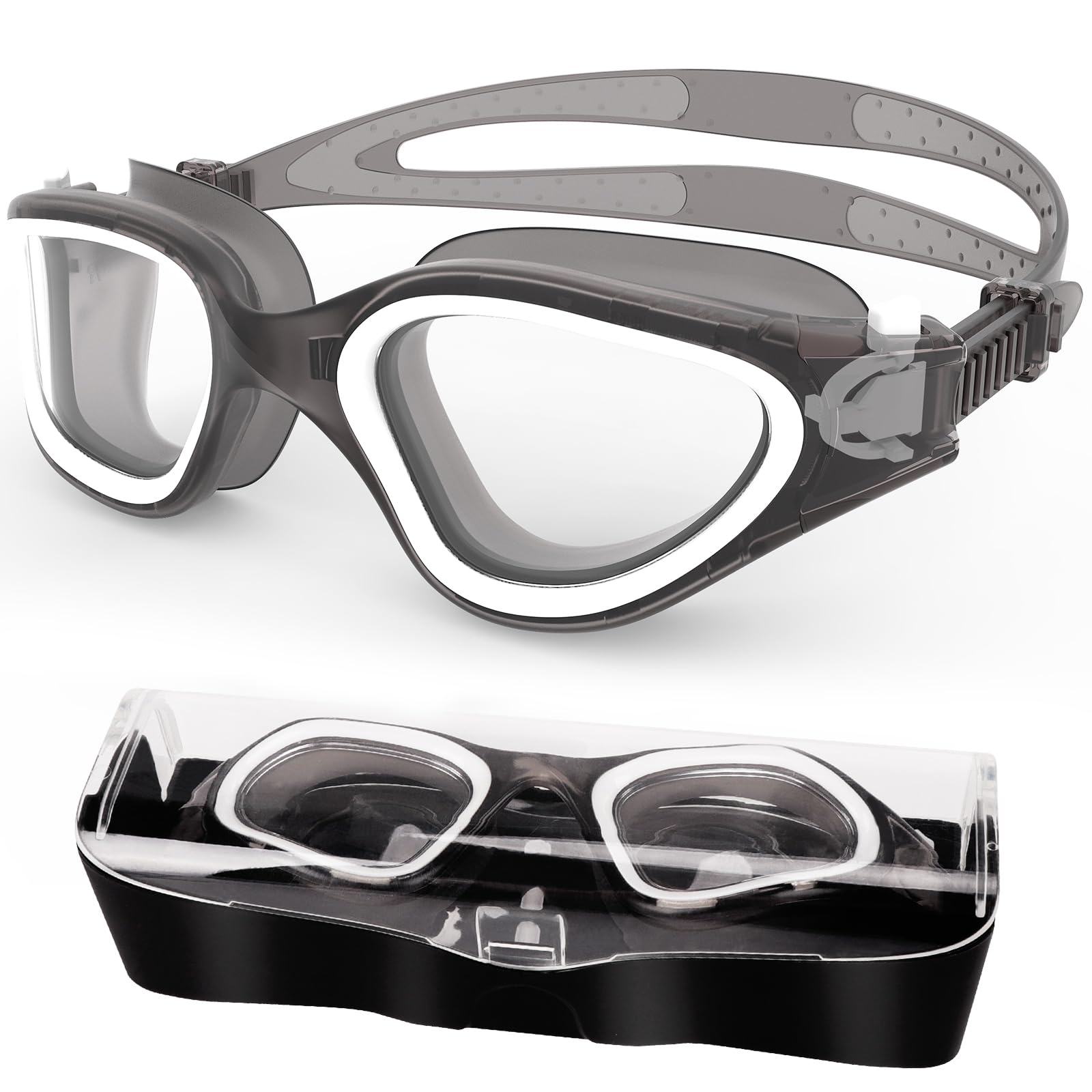 HotSrace Swimming Goggles Anti Fog Anti UV No Leakage,Swim Goggles Soft Silicone Clear Vision Easy to Adjust for Adult Men Women Teenager — image 1