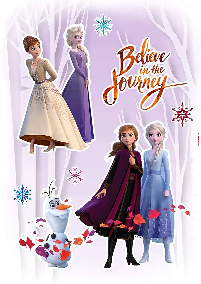 Komar Frozen Wall Sticker Believe in The Journey - Size 50 x 70 cm, Decorative Sticker, Sticker, Wall Decoration, Children's Room, Girl's Room, Disney - 14058h, Colourful