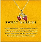 Lyfange Strawberry Necklace for Women Dainty Charm Good Luck Inspirational Gifts for Her Friendship Necklace Strawberry Jewelry