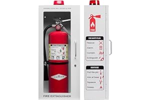 OVERDOSE KITS 10 lb Fire Extinguisher Cabinet Box – Wall Mount Metal Case with Alarm, Lock, and Acrylic Break-Glass Window – Fits 5 lb and 10 lb Extinguishers (Single White Cabinet)