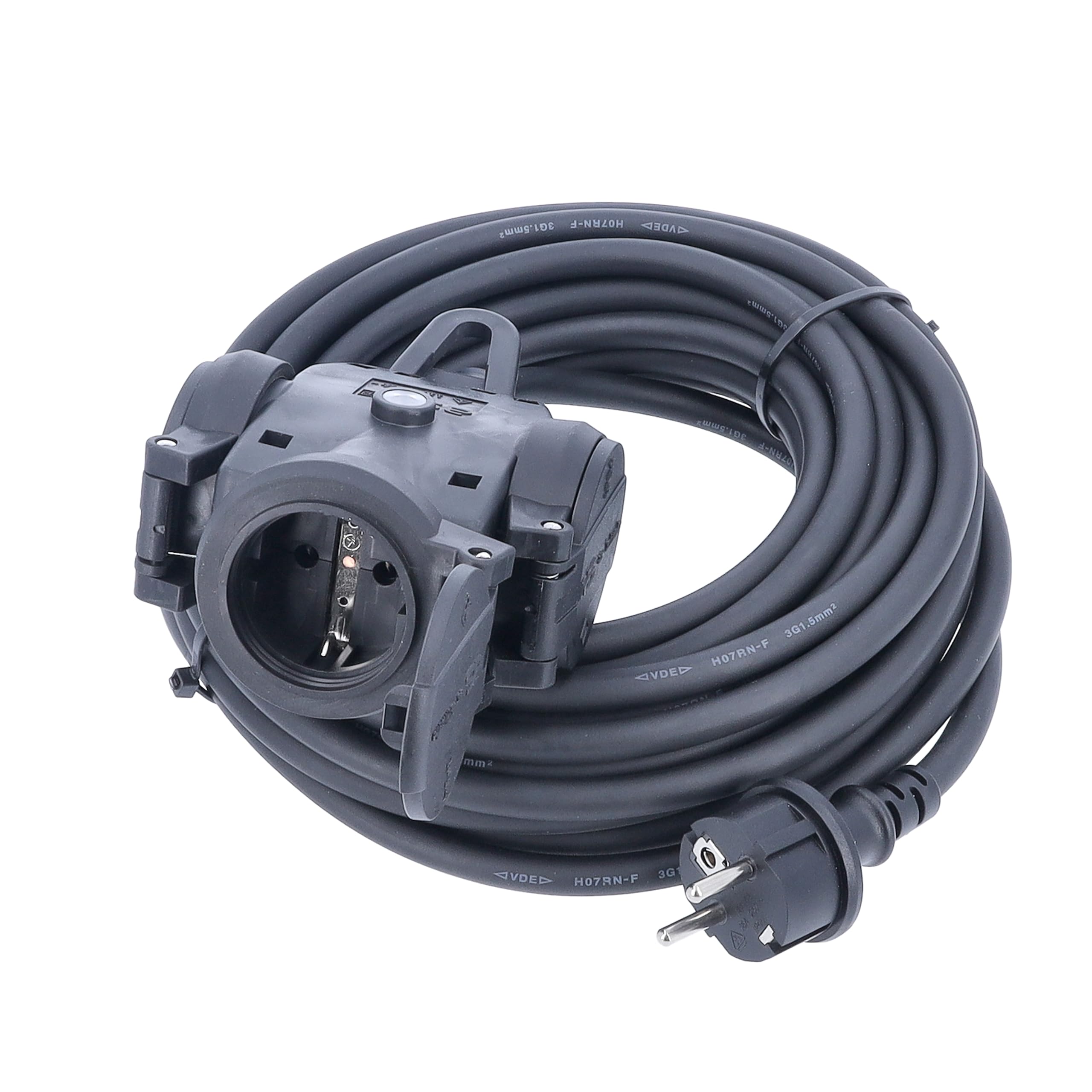 AS – Schwabe Triple Solid Rubber Cable Power Strip, Black, Commercial, Construction site, 60450