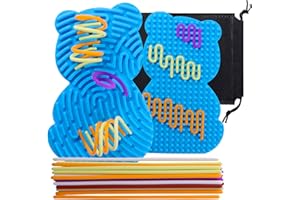 QUECEUY Sensory Activity Board for Kids(3+),Silicone Fidget Toys for Calming,Stress Reduction,Anxiety,ADHD Tools for Adults,Silent Busy Board,Includes Storage Bag and Strings (Bear)