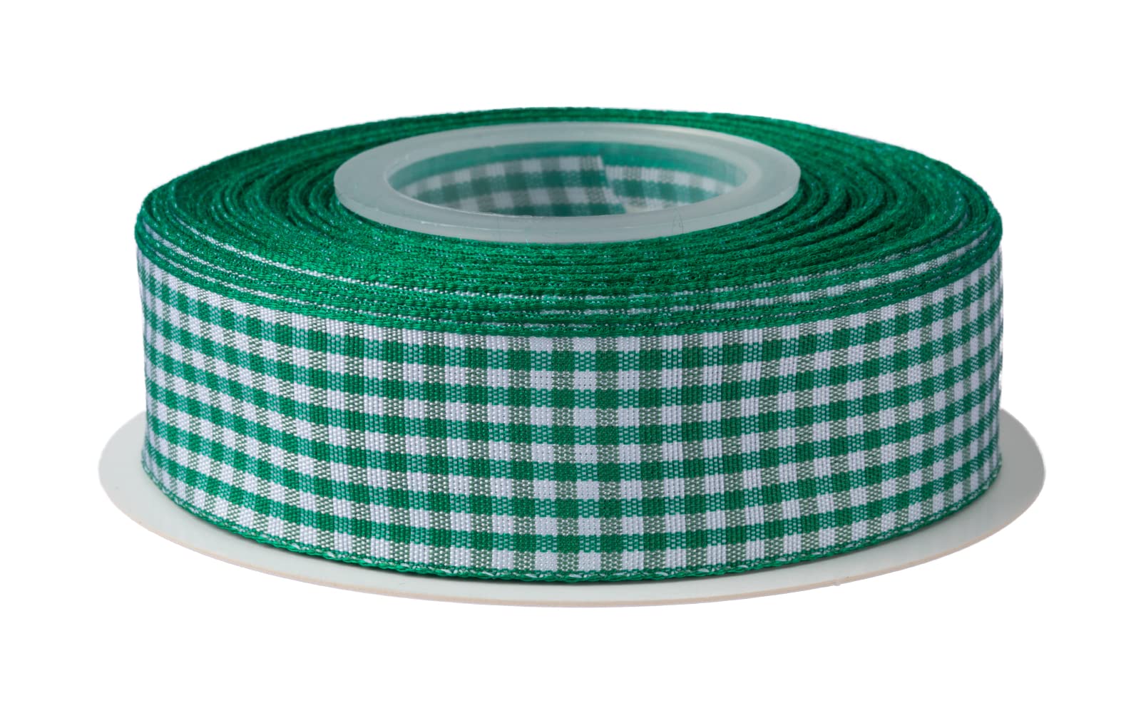 Ribbonitlux Gingham Ribbon, 25mm X 22 Meters, Plaid Checkered Ribbon with Woven Edge, Buffalo Straped Ribbon for DIY Crafts Decoration, Flower Bouquet Wrapping Home Decoration (Emerald)