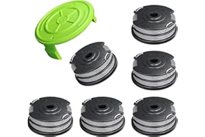 Eventronic 7 Pack Weed Wacker String for Greenworks Weed Eater, 0.065" 18ft Dual String Trimmer Replacement String Spool(2900719) with Spool Cap Cover(6 Spools+1 Cap)