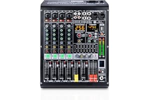 W IN-MIX 4 Channel Professional Audio Mixer with MP3 Player and Bluetooth U disk 48V Phantom Power Source USB recording for Studio Recording, Live Performances