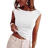 BTFBM Women's Ribbed Tank Tops 2026 Summer Cap Sleeve Boat Neck Slim Fitted Knit Basic Casual Tee Shirts Fashion Clothes