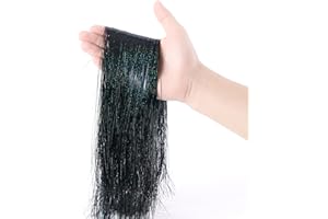 JXITON 3000pcs Christmas Icicle Tinsel,18in Black Foil Fringe Tinsel Strand Icicle Tinsel Christmas Tree Tinsel for Christmas Holiday Decor Birthday Supplies