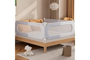 Newfinder Bed Rail for Toddlers, Baby Bed Guard Rail with Dual-Child Lock, Extra Long Bed Crib Bumper for Kids, Adjust Up & Down Safety Toddler Bed Rail for King Queen Full Twin Size - 74.8'', 1 Pack