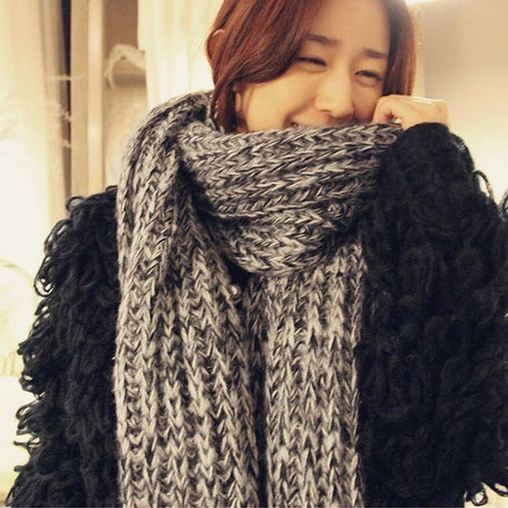 Winter Mahama Wool Knit Scarf long Thick Thick Wool Scarf Scarf Knit Shawl , black