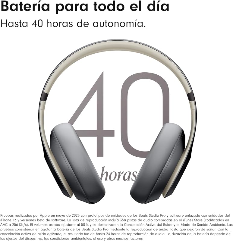Studio Pro - Auscultadores Bluetooth sem fios com cancelamento de ruído - Áudio espacial personalizado, compatibilidade Apple e Android - Cinzento Areia