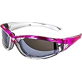 GV Padded Women Lady Motorcycle Sunglasses Glasses Pink and Chrome With Storage Bag