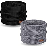 Oliumt Kids Neck Warmer Winter Neck Gaiters Knitted Infinity Scarf for Boys Girls Fleece Lined Ski Mask for Cold Weather