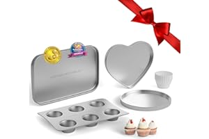 Doll Buddies Kids' Complete Oven Pan Set Compatible with Easy Bake Ultimate Oven | Accessories for Cooking Easy Bake Oven Mixes | Cupcake Pan, Circle, Heart & Rectangular Bake Pan | 75 Cupcake Liners