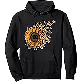 beautiful sunflower and flying butterflies Pullover Hoodie