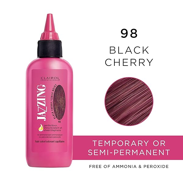 CLAIROL PROFESSIONAL JAZZING SEMI-PERMANENT HAIR COLOR, NO.98 BLACK CHERRY, 3 OZ.