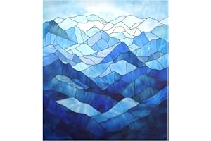 Stained Glass Blue Waves Ocean Decorative dishwasher front magnetic cover reusable magnetic refrigerator covers (scenario) ho