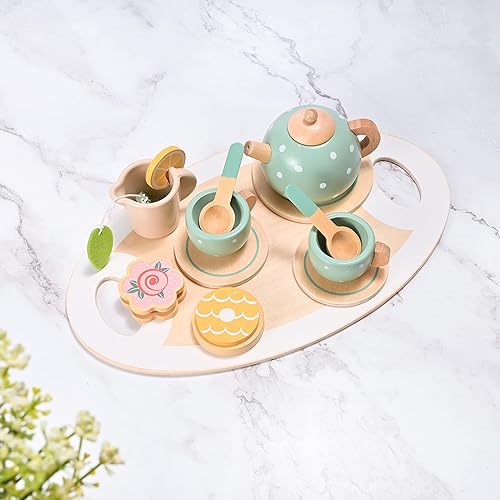 Wooden Toys Amazon Tea Sets For Toddlers 15pcs Wooden Tea Set For