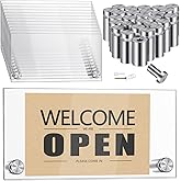 Demissle 12 Sets Clear Acrylic Wall Name Plate Holders Office Door Mount Name Plate Holder with Stainless Steel Standoff Screws for Office Home Store Restaurant (6 x 3 Inch)