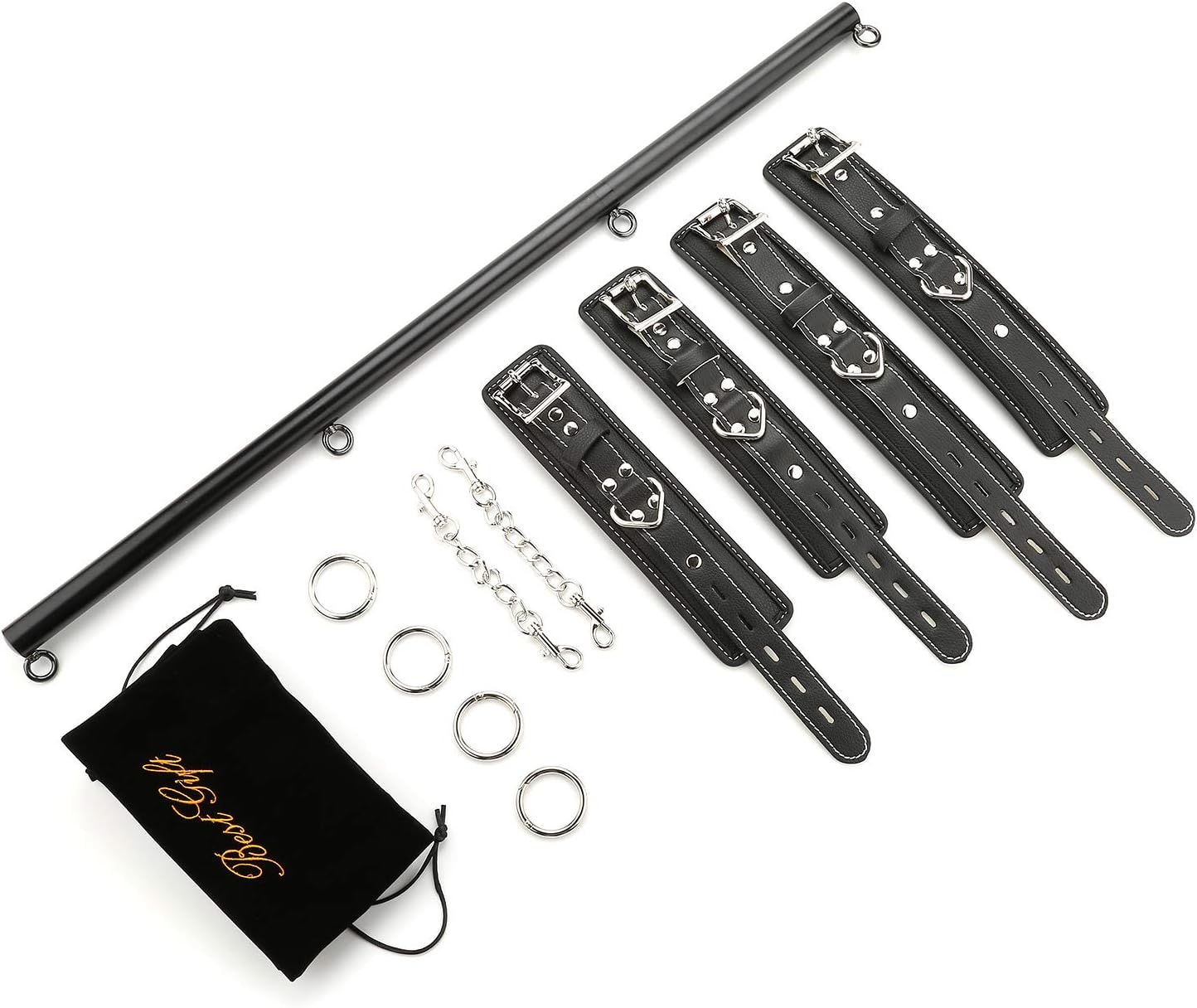 exreizst 3 in 1 Black Spreader Bar with 4 Blue Leather Straps