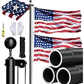 EAGLE TOP 20Ft Flag Poles for Outside House Inground with 3x5 American Flag,Heavy Duty 12 Gauge Extra Thick Aluminum Outdoor In-Ground Flagpole for Residential Commercial Outdoor Garden (Black, 20FT)