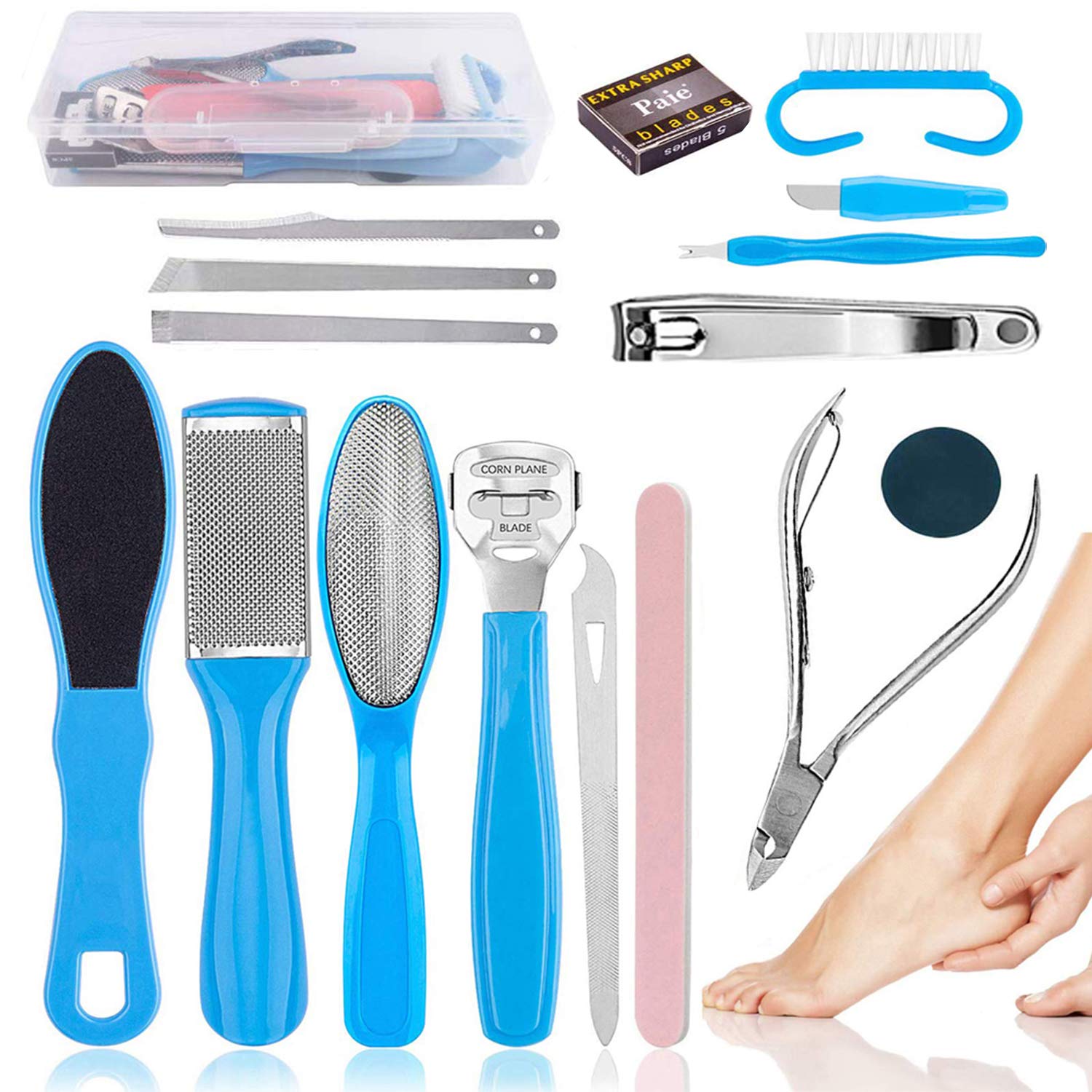 Pedicure Kit Professional,17 in 1 Foot Dead Skin Remover