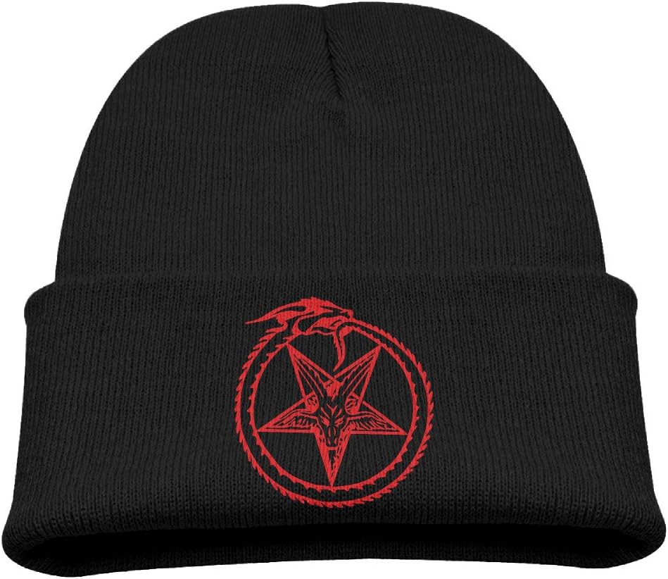 Pentagram Satan Snake Bite Circle Unisex Kids Warm Winter Hat Knit Beanie Skull Cap Cuff Beanie Hat Winter Hats Black