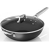 MsMk Titanium and Ceramic Nonstick Wok pan with lid,12.5 Inch Woks & Stir Fry Pans with Stay-Cool Handle,Flat Bottom Wok Suits for Induction, Electric, Gas, Halogen, All Stoves