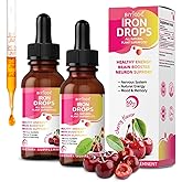 2P Cherry-Flavored Iron Drops for Women - Help Maintain Energy, Boost Vitality and Immunity. Non-GMO, Gluten-Free 60 ml.