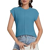 MORROWIND Womens Summer Cap Sleeve Tops Trendy Crew Neck Loose Knit Sweater Vest Spring Fall Casual Pullover Shirt Tank Top