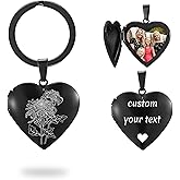 PHOCKSIN Personalized Locket Keychain for Women Customized Photo Texts Lockets Key Chain Customizable Birthday Gifts