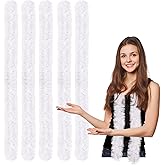 FeelfunFeather 5pcs Feather Boa - White Artificial Fluffy Boas Bulk 5 Ft for Wedding Birthday Tea Party Christmas Costume Decor