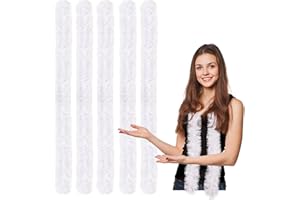 FeelfunFeather 5pcs Feather Boa - White Artificial Fluffy Boas Bulk 5 Ft for Wedding Birthday Tea Party Christmas Costume Decor