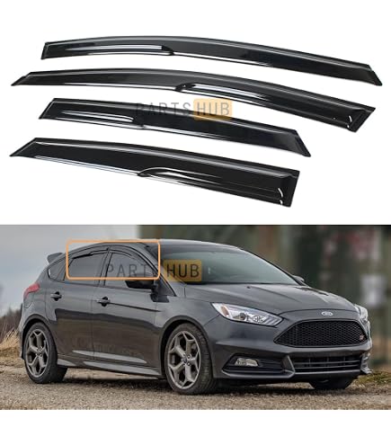 Gloss Black Scoops MICROCK Rear Window Louvers For Ford Focus ST RS MK3 ...
