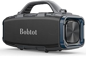 Bobtot Portable Bluetooth Speaker, 60W Peak Boombox IPX6 Waterproof, Outdoor Speaker with Handle Stereo Loud Sound, Deep Bass, 8800mAh Battery, TWS/TF/AUX/EQ Outdoor for Party Beach Camping
