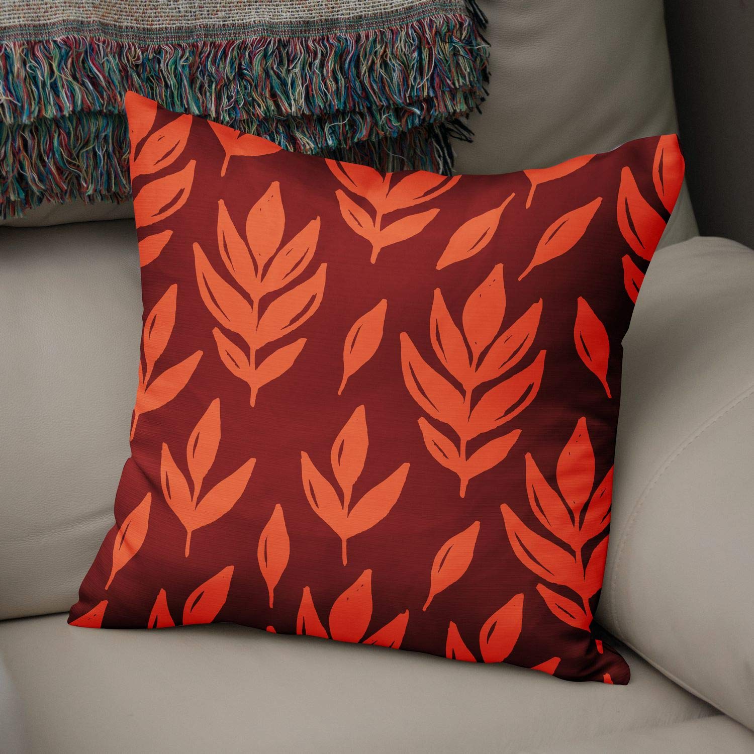 Bonamaison Decorative Cushion Cover Orange & Bordeux, Throw Pillow Covers, Home Decorative Pillowcases for Livingroom, Sofa, Bedroom, Size: 50x50 Cm - Designed and Manufactured in Turkey